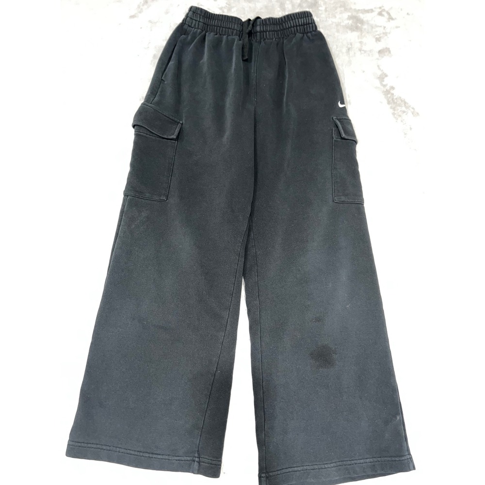 Nike Dri-FIT Cargo Sweatpants Black Wide Leg Fleece Pants Large